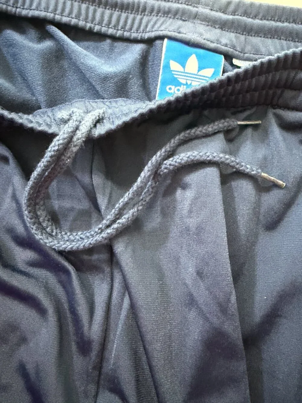 Adidas Originals Men's XL Navy 3 Stripe Track Pants Trefoil Logo Zip Pockets